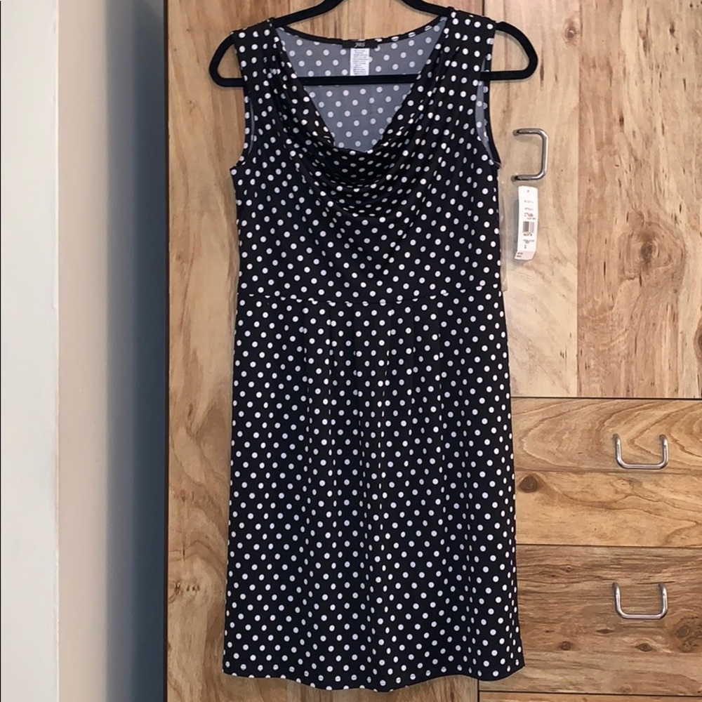 Black dress with white polka dots